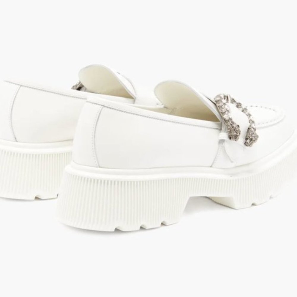 Gucci Loafers Dionysus White Leather Creepers - Picture 2 of 12